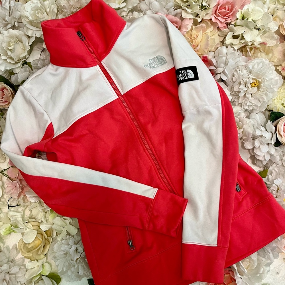 The North Face Women's Coral Pink and White Jacket
